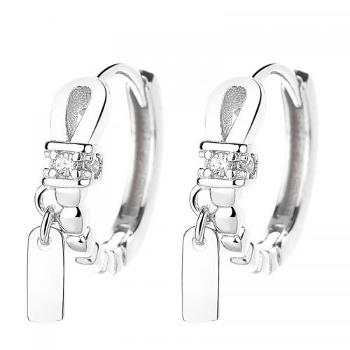 Cubic Zirconia micro pavimenta Sterling Silver Earring, 925 argento sterlina, placcato, Micro spianare cubic zirconia & per la donna, nessuno, 17.30x13.40mm, Venduto da coppia