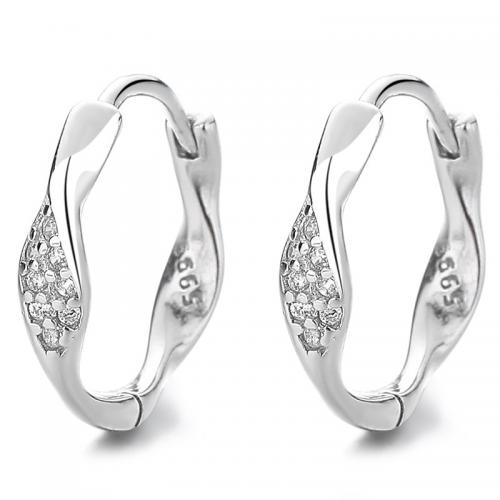 Cubic Zirkonia Micro Pave Sterling Silver Korvakorut, 925 Sterling Silver, päällystetty, Micro Pave kuutiometriä zirkonia & naiselle, platina väri, 13x14.20mm, Myymät Pair