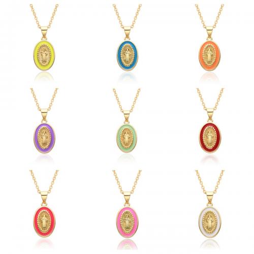 Collier en laiton, Placage, styles différents pour le choix & pour femme & émail, plus de couleurs à choisir, Longueur Environ 41-50 cm, Vendu par PC