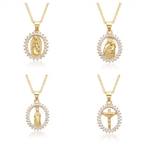 Cubic Zircon Micro Pave Brass Necklace plated & micro pave cubic zirconia & for woman golden Length Approx 41-50 cm Sold By PC