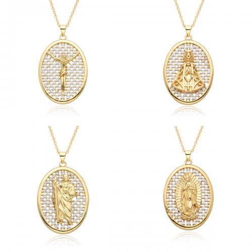 Cubic Zircon Micro Pave Brass Necklace plated & micro pave cubic zirconia & for woman golden Length Approx 41-50 cm Sold By PC