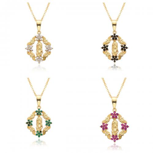 Cubic Zircon Micro Pave Brass Necklace plated & micro pave cubic zirconia & for woman Length Approx 41-50 cm Sold By PC