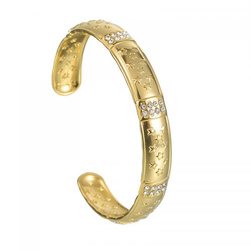 Cruach dhosmálta Bangle, 304 Cruach dhosmálta, jewelry faisin & micrea réiteach zirconia ciúbach & do bhean, órga, Trastomhas Istigh:Thart 62mm, Díolta De réir PC