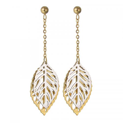 Cruach dhosmálta Buail Earring, 304 Cruach dhosmálta, Leaf, 18K ór plátáilte, jewelry faisin & do bhean & log, órga, Díolta De réir Péire