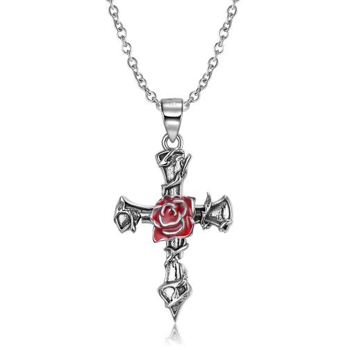 Svetr řetěz náhrdelník, 925 Sterling Silver, Kříž, módní šperky & unisex, nikl, olovo a kadmium zdarma, Délka Cca 17.72 inch, Prodáno By PC