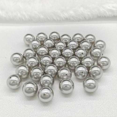 Üveg Pearl Gyöngyök, Glass Pearl, Kerek, kemencében lakk, DIY & különböző méretű a választás & félig fúrt, ezüst, Kb 10PC-k/Bag, Által értékesített Bag