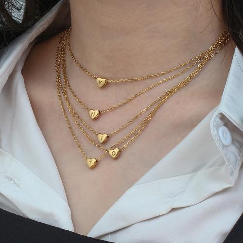 Collier d'acier titane, avec 5CM chaînes de rallonge, coeur, Placage de couleur d'or, modèles différents pour le choix & pour femme, Longueur 45 cm, Vendu par PC