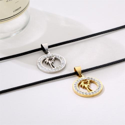 Stainless Steel Pendants 304 Stainless Steel Round plated DIY & with rhinestone 20mm Sold By PC