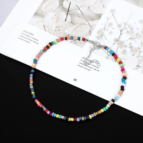 Glass Seed Beads Ketting, Seedbead, met Zinc Alloy, handgemaakt, mode sieraden & voor vrouw, meer kleuren voor de keuze, nikkel, lood en cadmium vrij, Lengte Ca 34 cm, Verkocht door PC