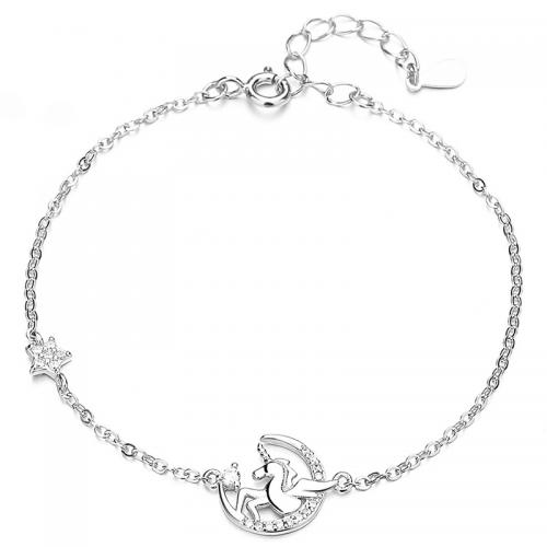 Sterling Sølv Armbånd, 925 Sterling Sølv, med 3.5CM extender kæde, forgyldt, Micro Pave cubic zirconia & for kvinde, flere farver til valg, Længde Ca. 15 cm, Solgt af PC