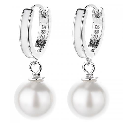 925 Sterling Silver Drop & Dangle Oorbellen, 925 Sterling Zilver, met Plastic Pearl, plated, voor vrouw & epoxy sticker, meer kleuren voor de keuze, 27x10mm, Verkocht door pair