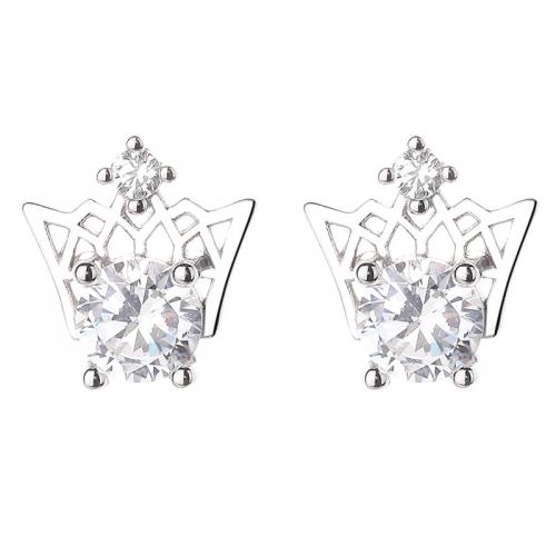 Cubic Zirconia micro pavimenta Sterling Silver Earring, 925 argento sterlina, placcato, Micro spianare cubic zirconia & per la donna, nessuno, 10x9.50mm, Venduto da coppia