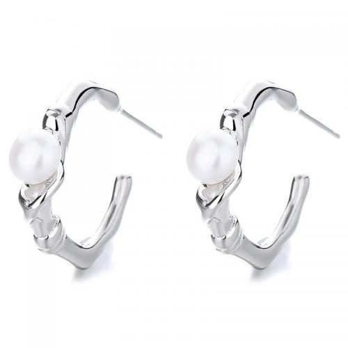 Sterling Silver Jewelry orecchino, 925 argento sterlina, with perla in plastica, placcato, per la donna, nessuno, 18.20x19mm, Venduto da coppia