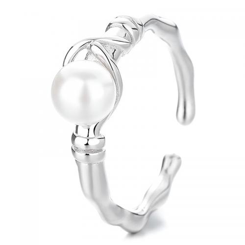 Sterling zilver ringen, 925 Sterling Zilver, met Plastic Pearl, plated, voor vrouw, meer kleuren voor de keuze, Verkocht door PC