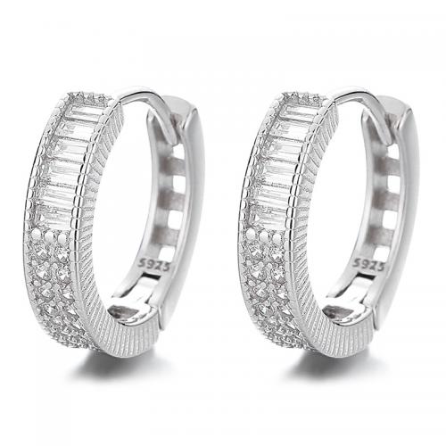 Cubic Zirkonia Micro Pave Sterling Silver Korvakorut, 925 Sterling Silver, päällystetty, Micro Pave kuutiometriä zirkonia & naiselle, enemmän värejä valinta, 13.80x15mm, Myymät Pair