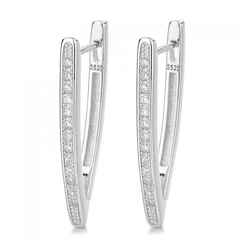 Cubic Zirkonia Micro Pave Sterling Silver Korvakorut, 925 Sterling Silver, päällystetty, Micro Pave kuutiometriä zirkonia & naiselle, enemmän värejä valinta, 24.30x11.70mm, Myymät Pair