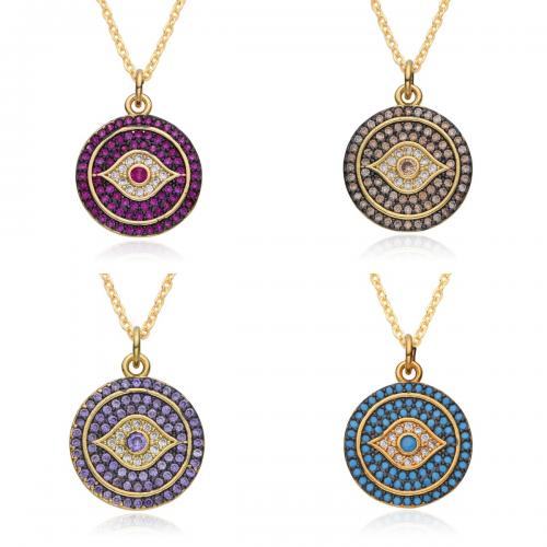 Collier Evil Eye bijoux, laiton, Placage, pavé de micro zircon & pour femme, plus de couleurs à choisir, Longueur Environ 41-50 cm, Vendu par PC