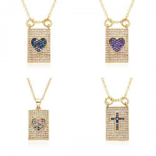 Cubic Zircon Micro Pave Brass Necklace plated & micro pave cubic zirconia & for woman Length Approx 41-50 cm Sold By PC