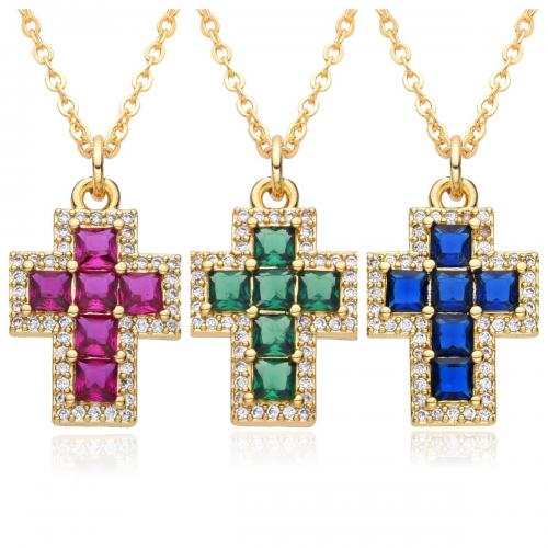 Cubic Zircon Micro Pave Brass Necklace plated micro pave cubic zirconia & for woman Length Approx 41-50 cm Sold By PC