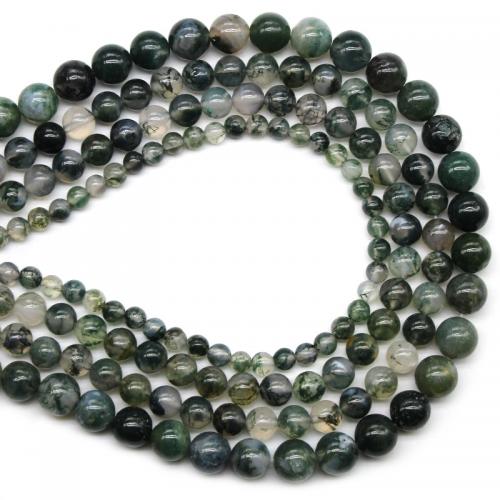 Přírodní Moss Achát Korálky, Moss Agate, Krug, uglađen, možete DIY & različite veličine za izbor, zelen, Prodano Per Približno 38 cm Strand