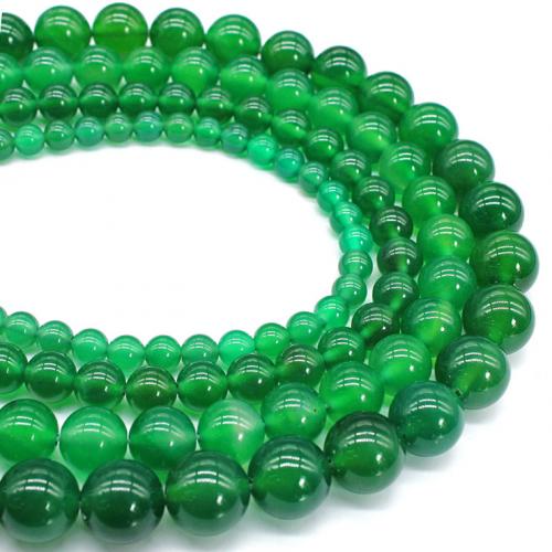 Prirodni Zeleni ahat perle, Green Agate, Krug, uglađen, možete DIY & različite veličine za izbor, zelen, Prodano Per Približno 38 cm Strand