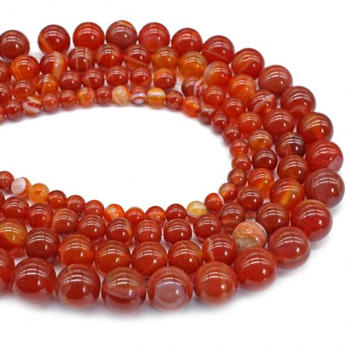 Φυσικά Χάντρες Red Agate, Γύρος, γυαλισμένο, DIY & διαφορετικό μέγεθος για την επιλογή, κόκκινος, Sold Per Περίπου 38 cm Strand