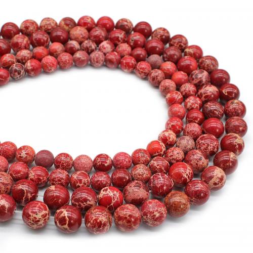 Gemstone Ékszer Gyöngyök, Impression Jasper, Kerek, csiszolt, DIY & különböző méretű a választás, piros, Naponta eladott Kb 38 cm Strand