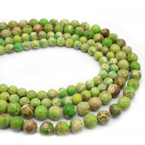 Gemstone Jewelry Beads Impression Jasper Round polished DIY green Sold Per Approx 38 cm Strand