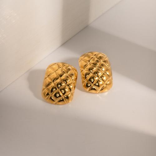 Roestvrij staal Stud Earrings, 304 roestvrij staal, plated, mode sieraden, gouden, 17.30x24mm, Verkocht door pair