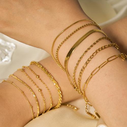 Pulseira de aço titânio, Partículas de aço, banhado, joias de moda & Varios pares a sua escolha, dourado, vendido por PC