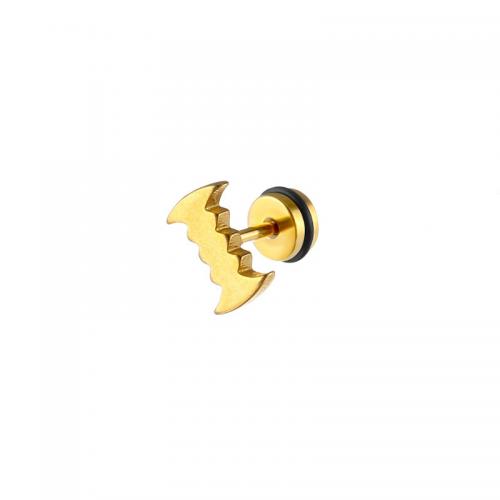 Titanium Staal Earring, plated, mode sieraden, gouden, 11x10mm, Verkocht door PC