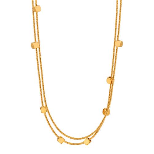 Collar de Acero Titanio, Partículas de acero, chapado, para mujer, dorado, Vendido por UD