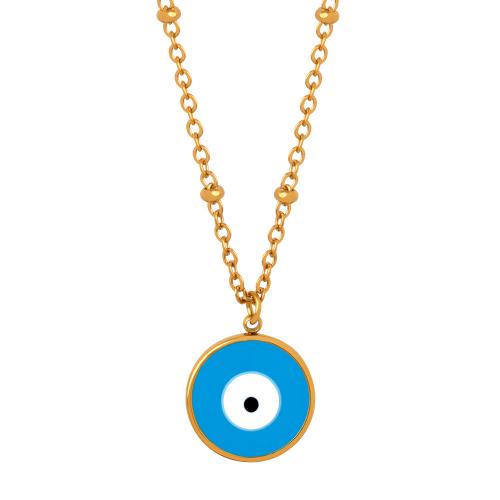 Collier Evil Eye bijoux, Acier titane, Placage, pour femme & émail, plus de couleurs à choisir, Vendu par PC