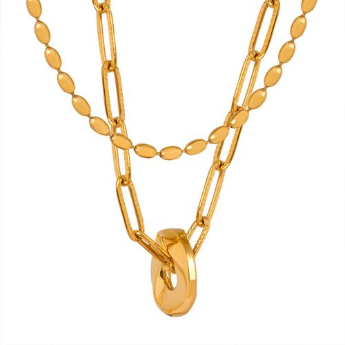 Collier d'acier titane, avec 5CM chaînes de rallonge, Placage, pour femme, doré, Longueur Environ 35-39 cm, Vendu par PC