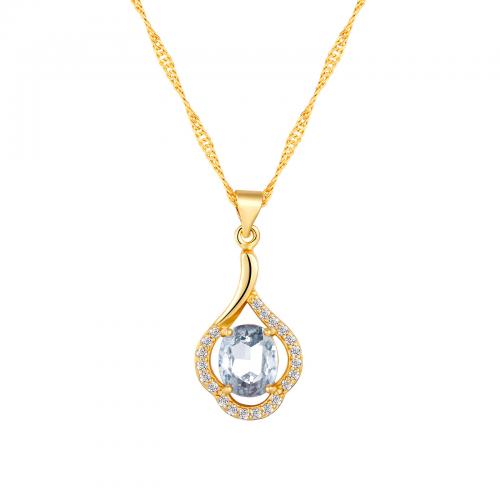 Cubic Zircon Micro Pave Brass Necklace plated micro pave cubic zirconia & for woman Length 45 cm Sold By PC