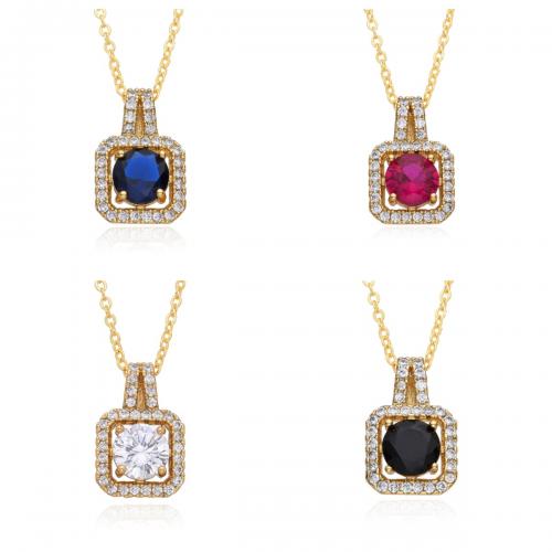 Cubic Zircon Micro Pave Brass Necklace plated micro pave cubic zirconia & for woman Length Approx 41-50 cm Sold By PC