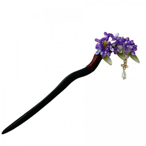 Hair Stick Lampwork with Wood & Zinc Alloy vintage & for woman 180mm Sold By PC