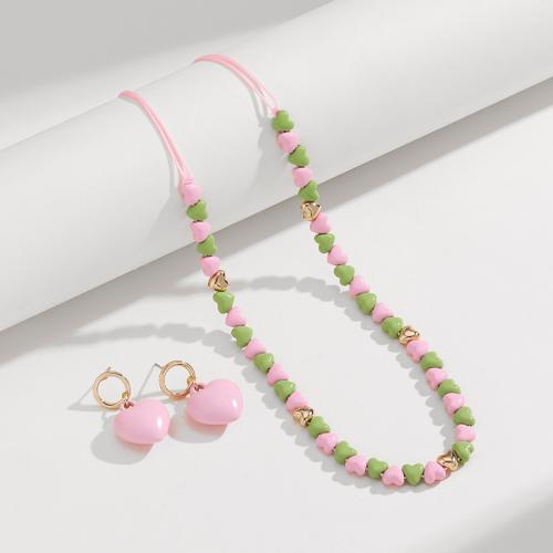 Zinklegering Sieraden Sets, Zinc Alloy, met Copper Coated Plastic, moffelen vernis, mode sieraden & voor vrouw, nikkel, lood en cadmium vrij, Lengte Ca 52 cm, Verkocht door PC