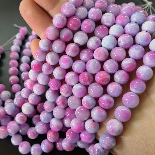 Jade kralen, chalcedoon, Ronde, moffelen vernis, DIY & verschillende grootte voor keus, gemengde kleuren, Per verkocht Ca 40 cm Strand