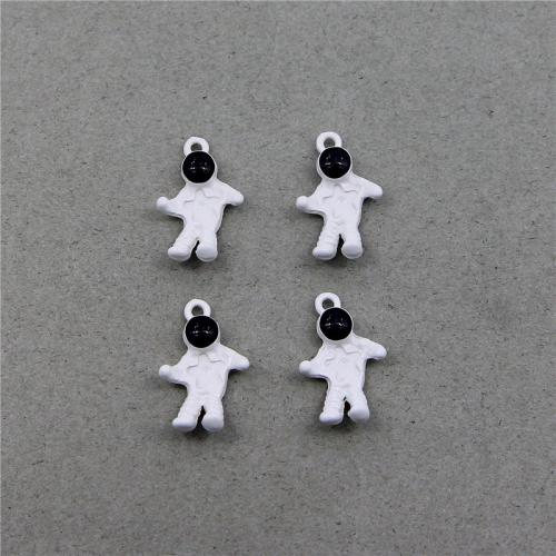 Pingentes de esmalte de liga de zinco, astronauta, pintura, joias de moda & DIY, branco e preto, níquel, chumbo e cádmio livre, 20x12x5mm, Aprox 100PCs/Bag, vendido por Bag