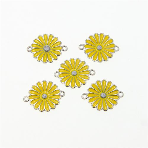 Flower Alloy Sinc nascóirí, Sinc Alloy, Daisy, dath platanam plátáilte, jewelry faisin & DIY & cruan & 1/1 lúb, buí, nicil, luaidhe & caidmiam saor in aisce, 24x19x2mm, Thart 100ríomhairí pearsanta/Mála, Díolta De réir Mála