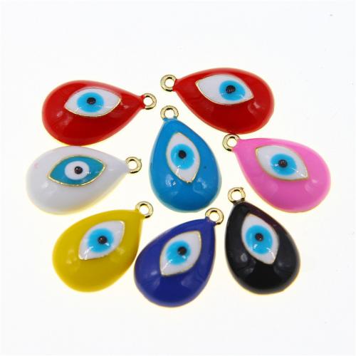 Evil Eye Anhänger, Zinklegierung, Tropfen, KC goldfarben plattiert, Modeschmuck & DIY & Emaille, keine, frei von Nickel, Blei & Kadmium, 19x11x4mm, ca. 100PCs/Tasche, verkauft von Tasche