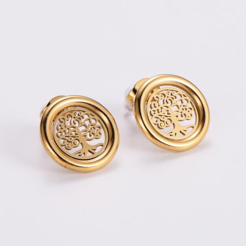 Pendientes de Acero Inoxidable, acero inoxidable 316L, Joyería & para mujer, dorado, 15mm, Vendido por Par