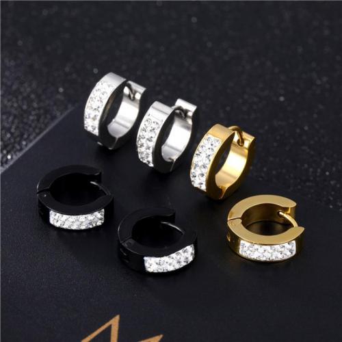 Titanium Aço Brinco, Partículas de aço, joias de moda & unissex & com strass, Mais cores pare escolha, width 4mm, inner diameter 9mm, vendido por PC