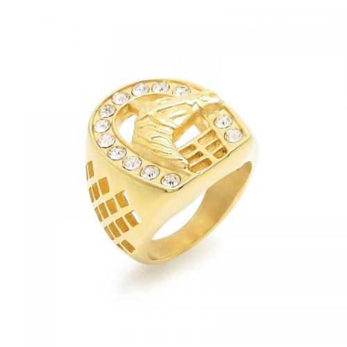 Anillo de dedo acero inoxidable del Rhinestone, acero inoxidable 304, Joyería & diferentes estilos para la opción & para hombre & con diamantes de imitación, más colores para la opción, Vendido por UD