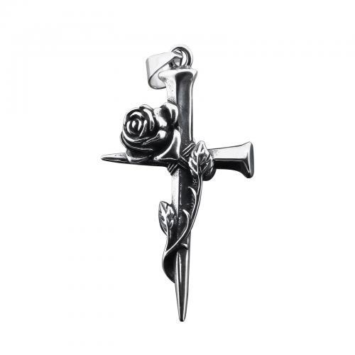 Nerezová ocel Cross Přívěsky, 304 Stainless Steel, Kříž, lesklý, DIY, Původní barva, 74x42mm, Prodáno By PC