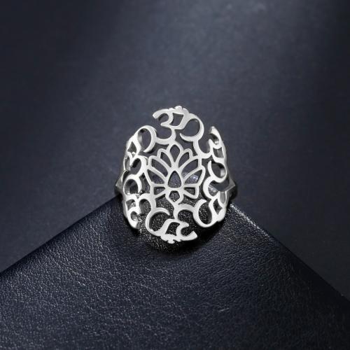 Titantium Steel Finger Ring, Titanium Steel, galvanizált, különböző méretű a választás & üreges, több színt a választás, Által értékesített PC