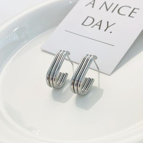 Titanium Stål Stud Earring, Geometrisk mønster, mode smykker & for kvinde, oprindelige farve, 20mm, Solgt af par