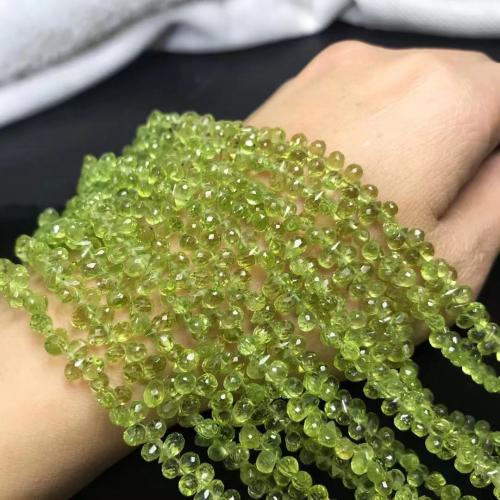 Gemstone šperky Korálky, Peridot kámen, Slza, lesklý, DIY & různé velikosti pro výběr & tváří, Prodáno za Cca 22 cm Strand