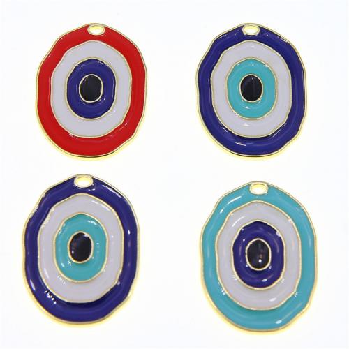 Evil Eye Anhänger, Zinklegierung, KC goldfarben plattiert, Modeschmuck & DIY & Emaille, keine, frei von Nickel, Blei & Kadmium, 31x23x2mm, ca. 100PCs/Tasche, verkauft von Tasche